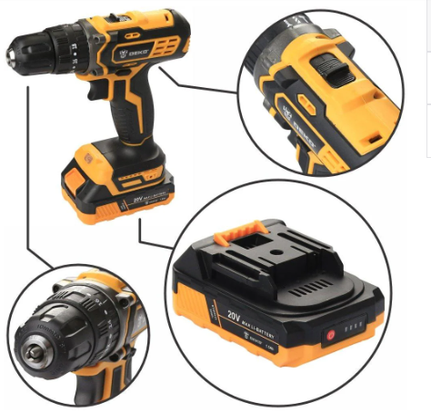 Schlagschrauber 3/8" 20V mit 2 1,5Ah Lithium-Ionen-Akkus, Ladegerät und Koffer mit Zubehör