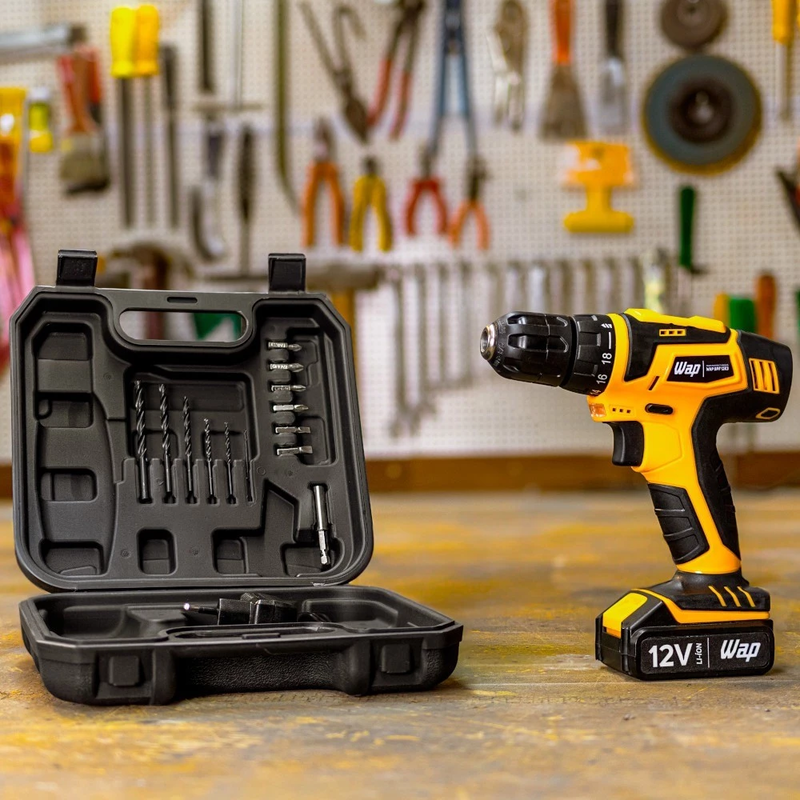 Wap Electric Atornillador Taladro Kit mit Bohrmaschinen + 2 Akkus.